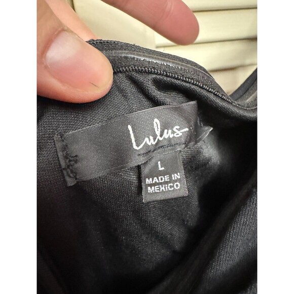 LULUS Impress Release Black Off the Shoulder Puff Sleeve Jumpsuit Size Large NWT - Picture 6 of 6